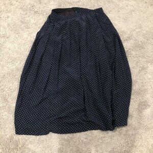 Vintage Silk Navy Polka Dot Maxi Skirt